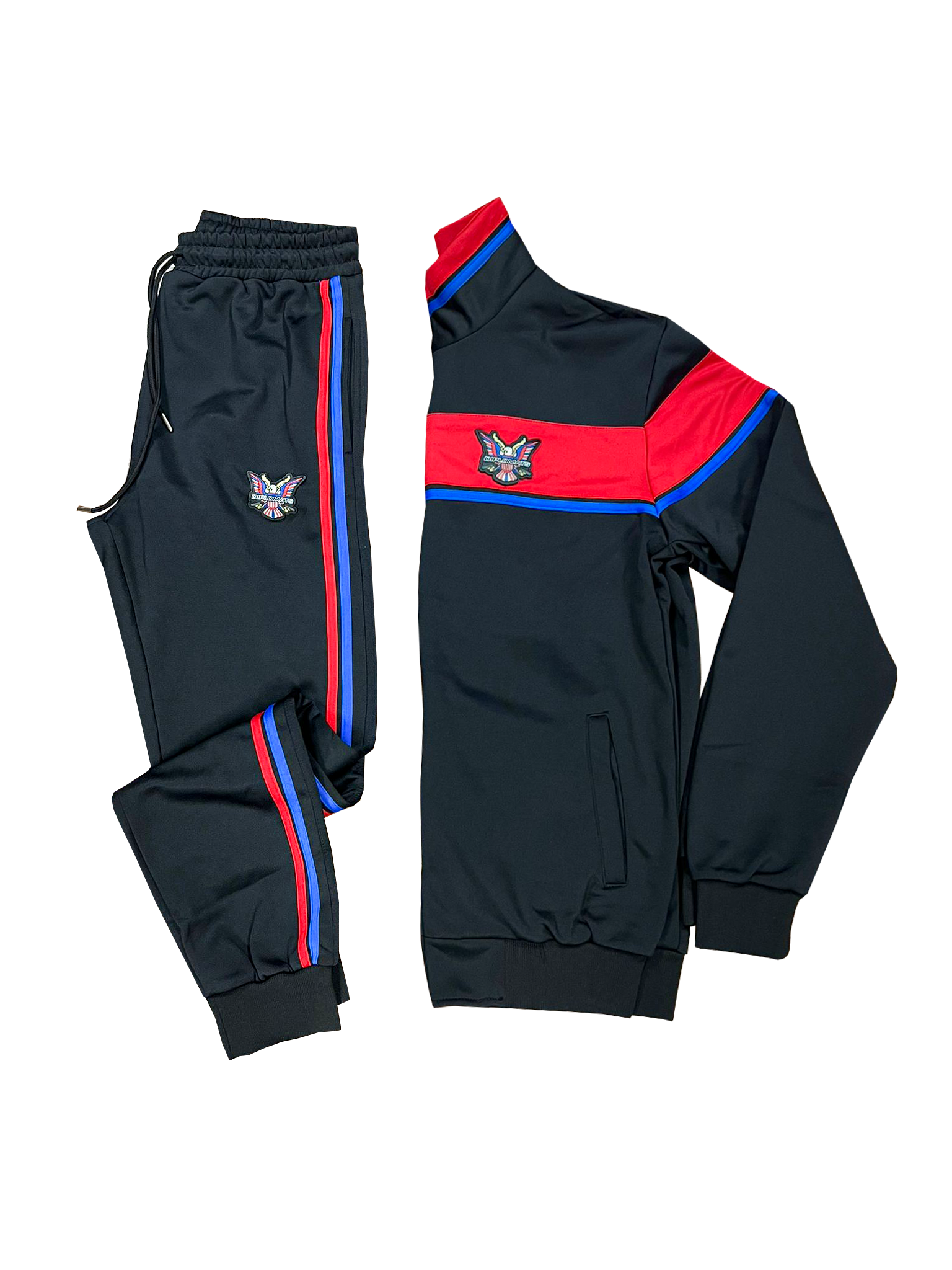 Stripes Dipset Couture Black Red Blue Tracksuit