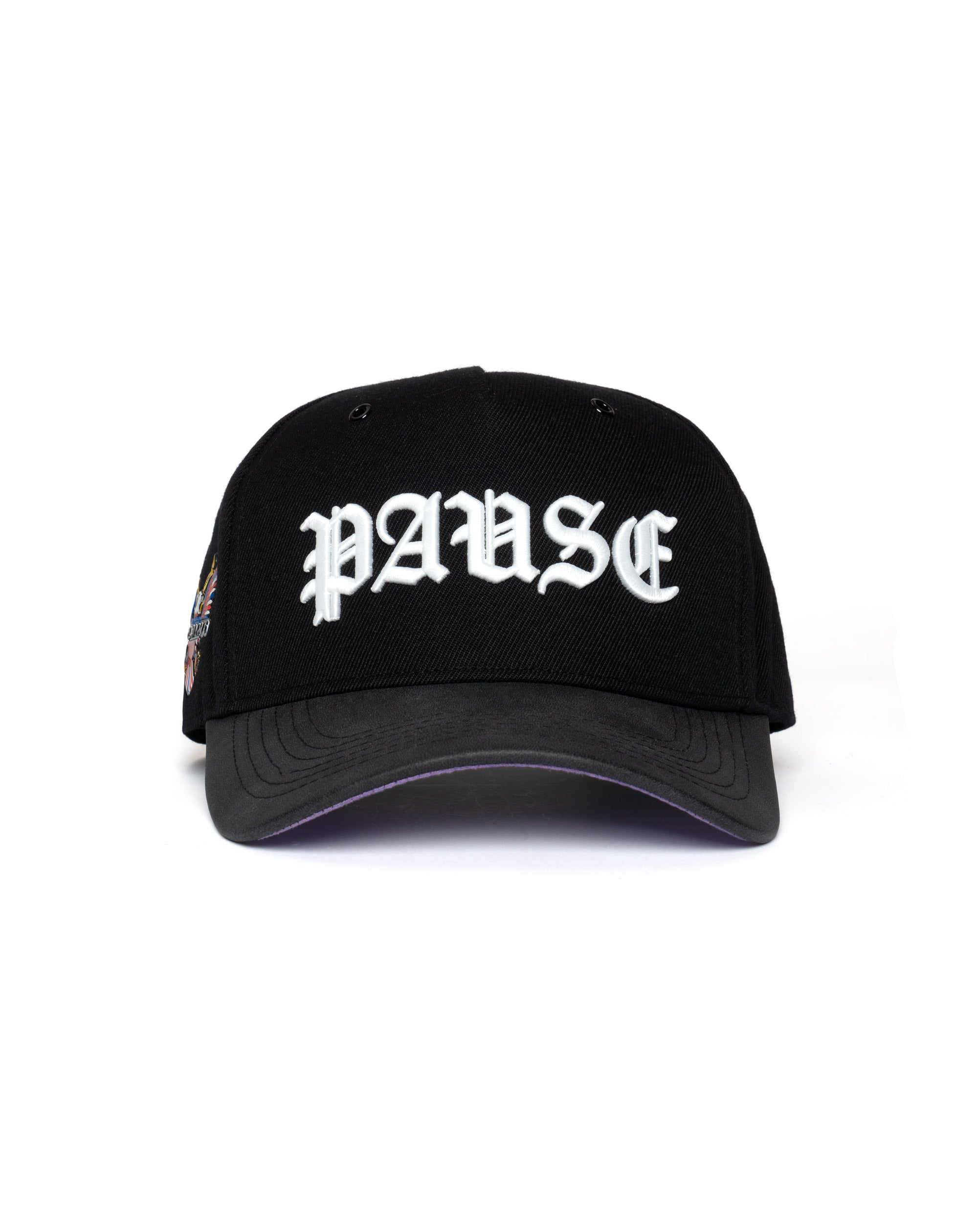 PAUSE Black Dipset Couture Hat Purple Underbrim