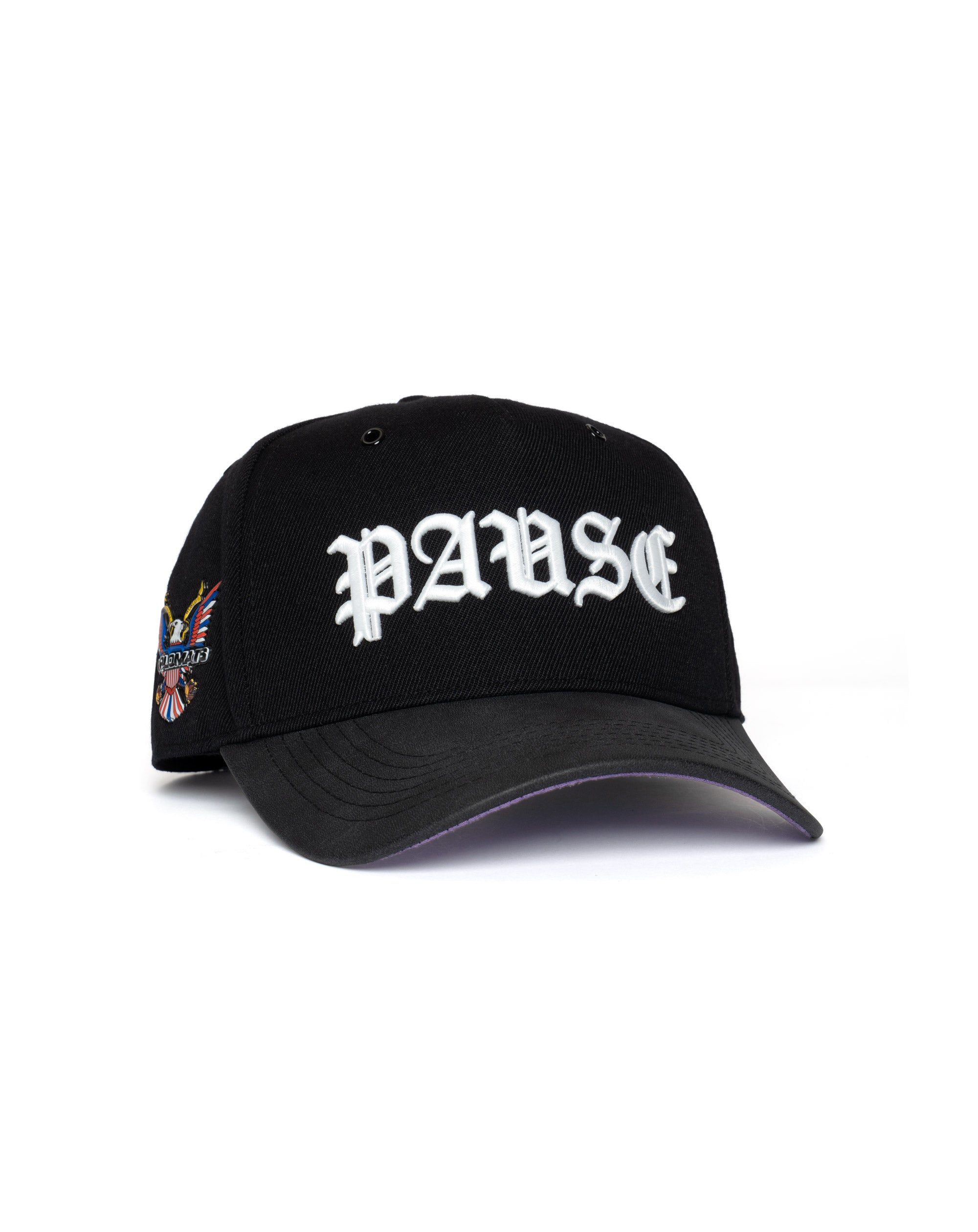 PAUSE Black Dipset Couture Hat Purple Underbrim