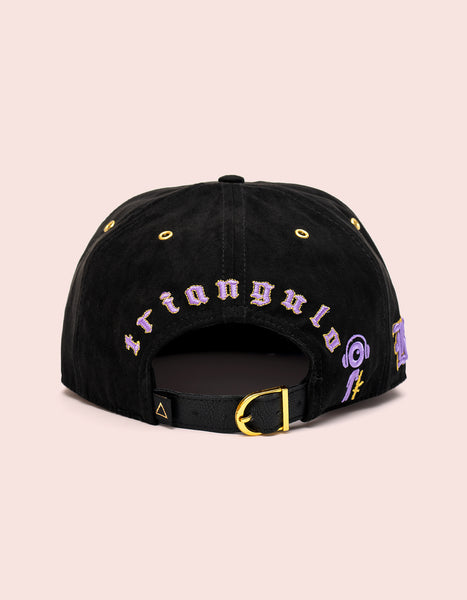 TRI x KILLA Black Suede StrapBack | DIPSET COUTURE