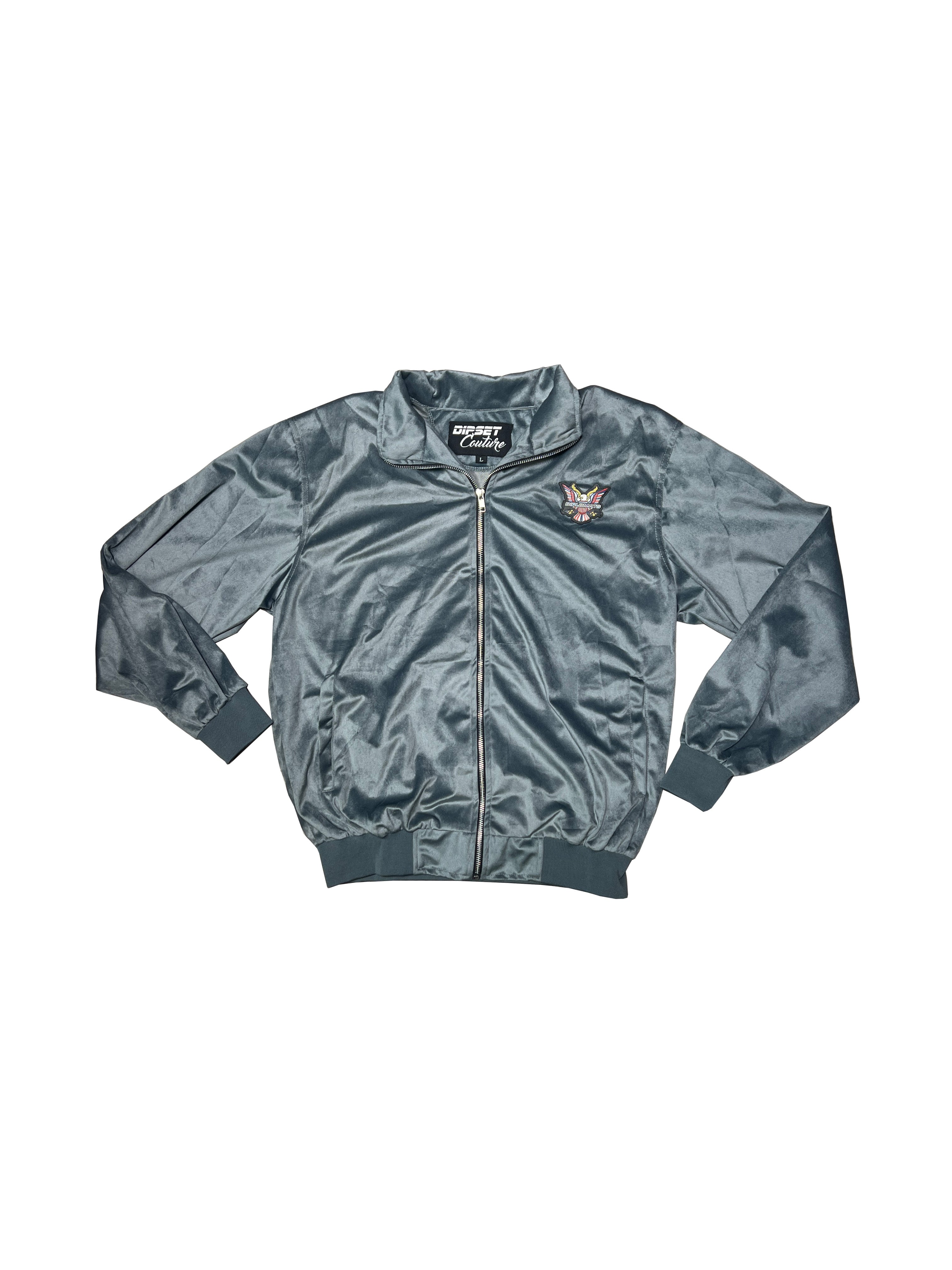 All Grey Velour Track Suit