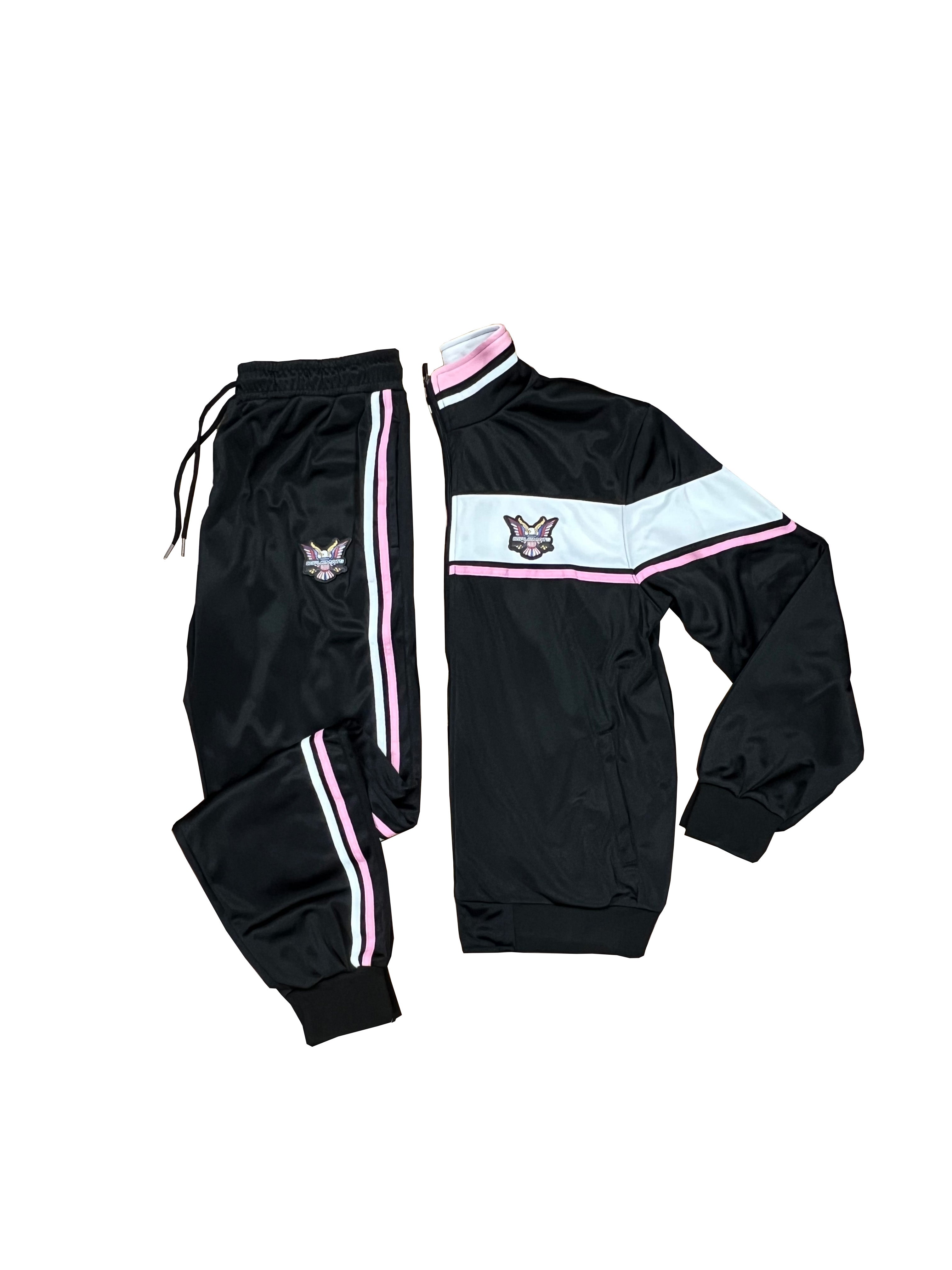 Stripes Dipset Couture Black Pink White Tracksuit