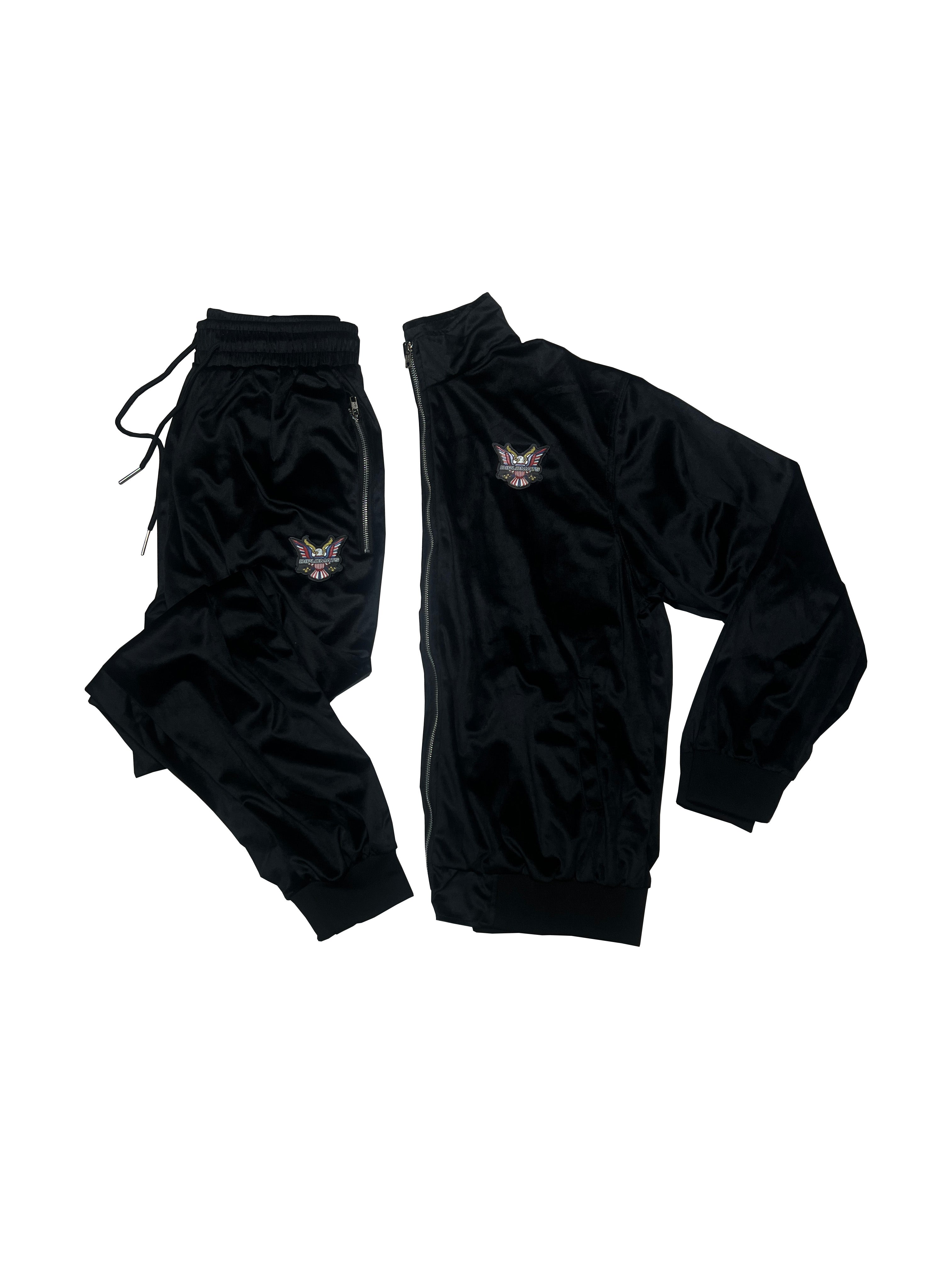 All Black Velour Track Suit