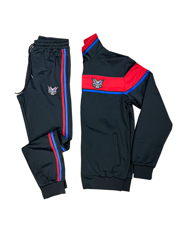 Stripes Dipset Couture Black Red Blue Tracksuit