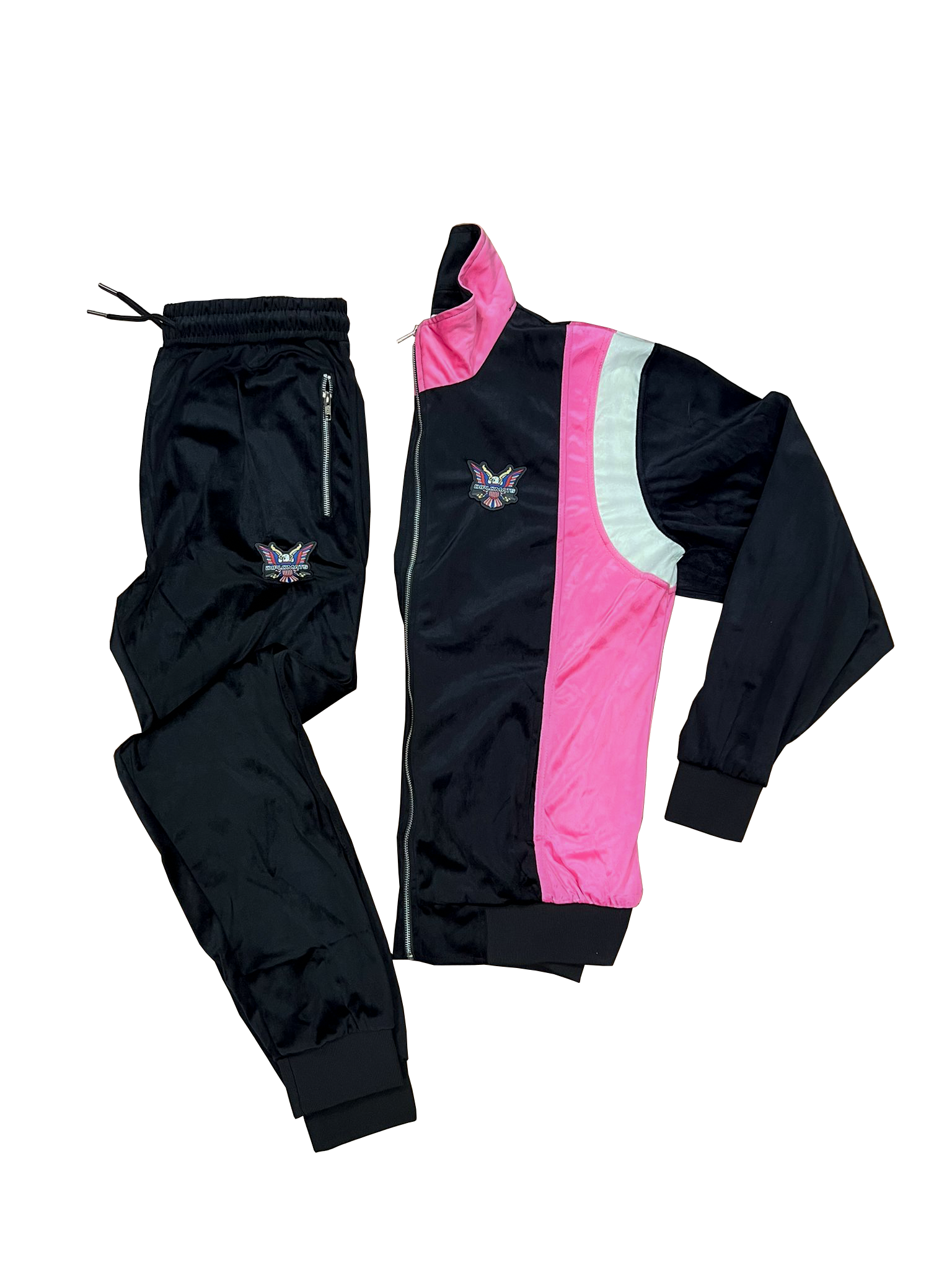 Black top pink sweatsuit
