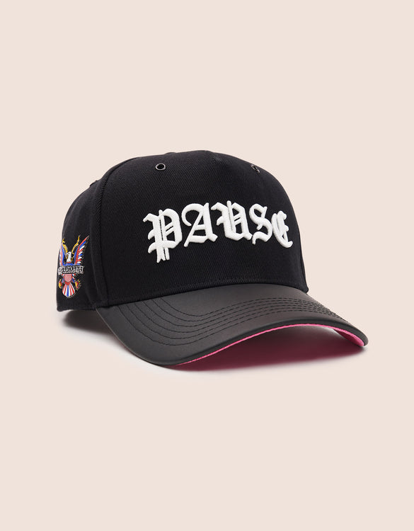 PAUSE Black Dipset Couture Hat Pink Underbrim