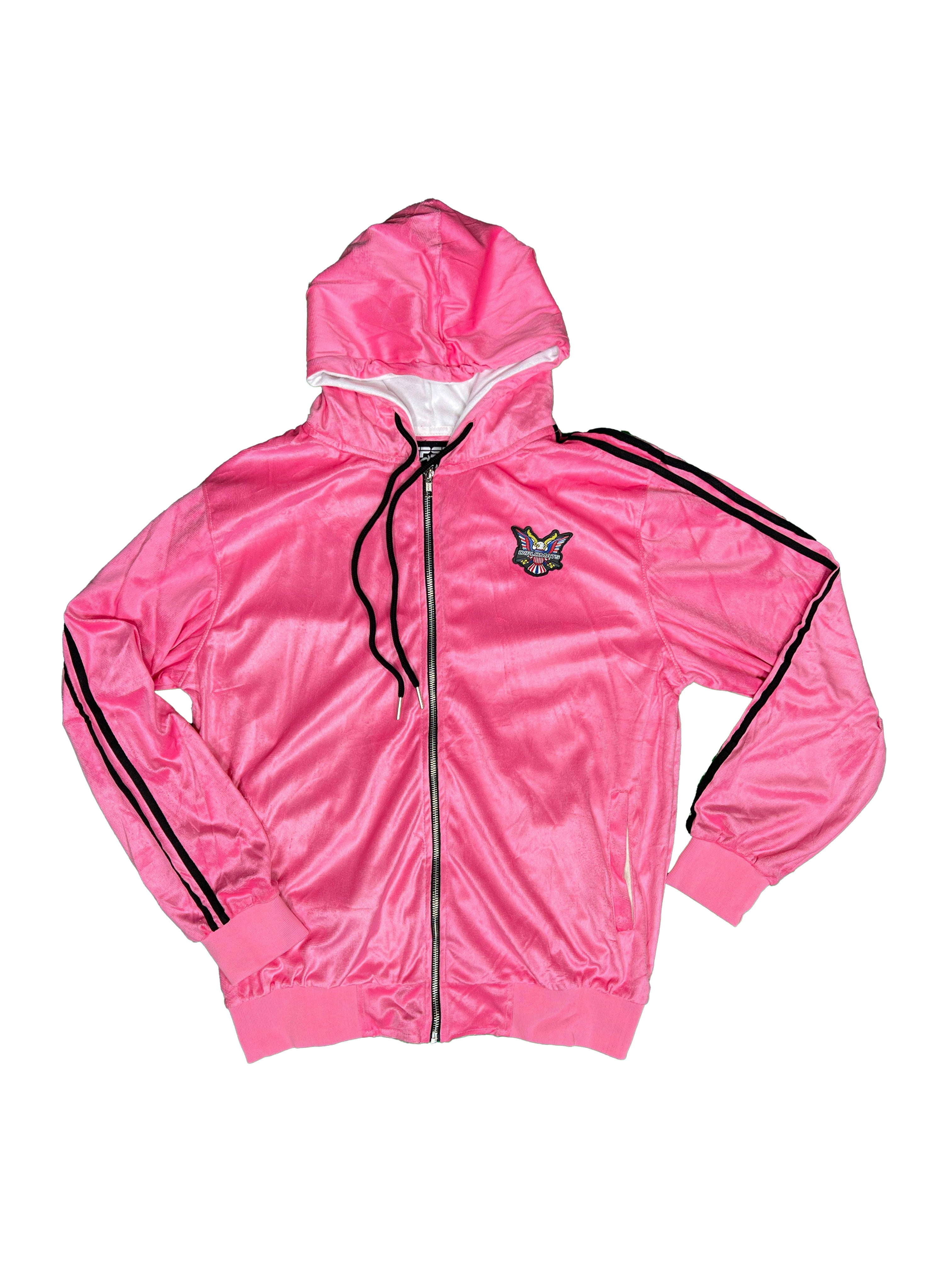 All Pink  Velour Hoodie Track Suit