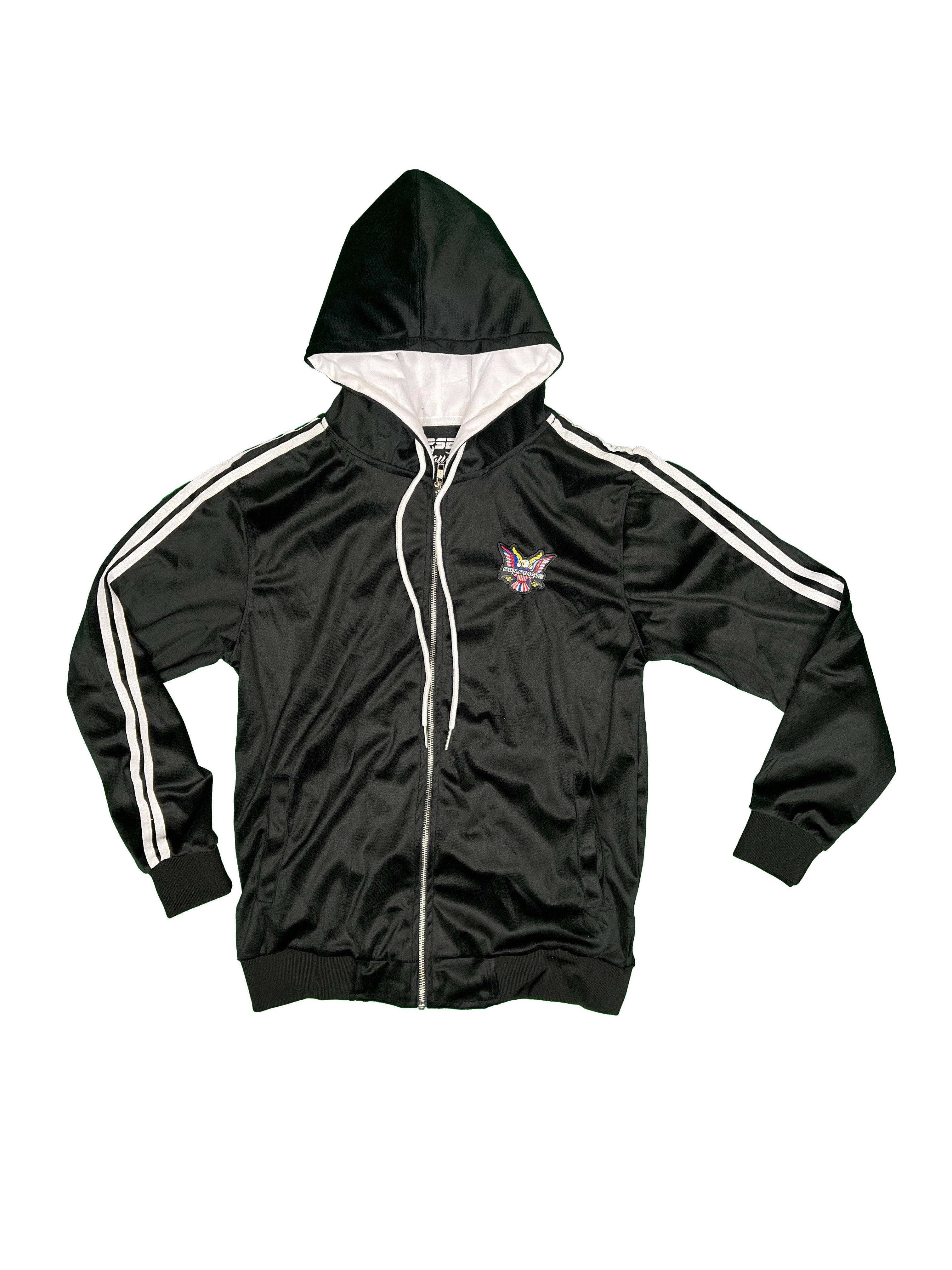 All Black Velour Hoodie Track Suit