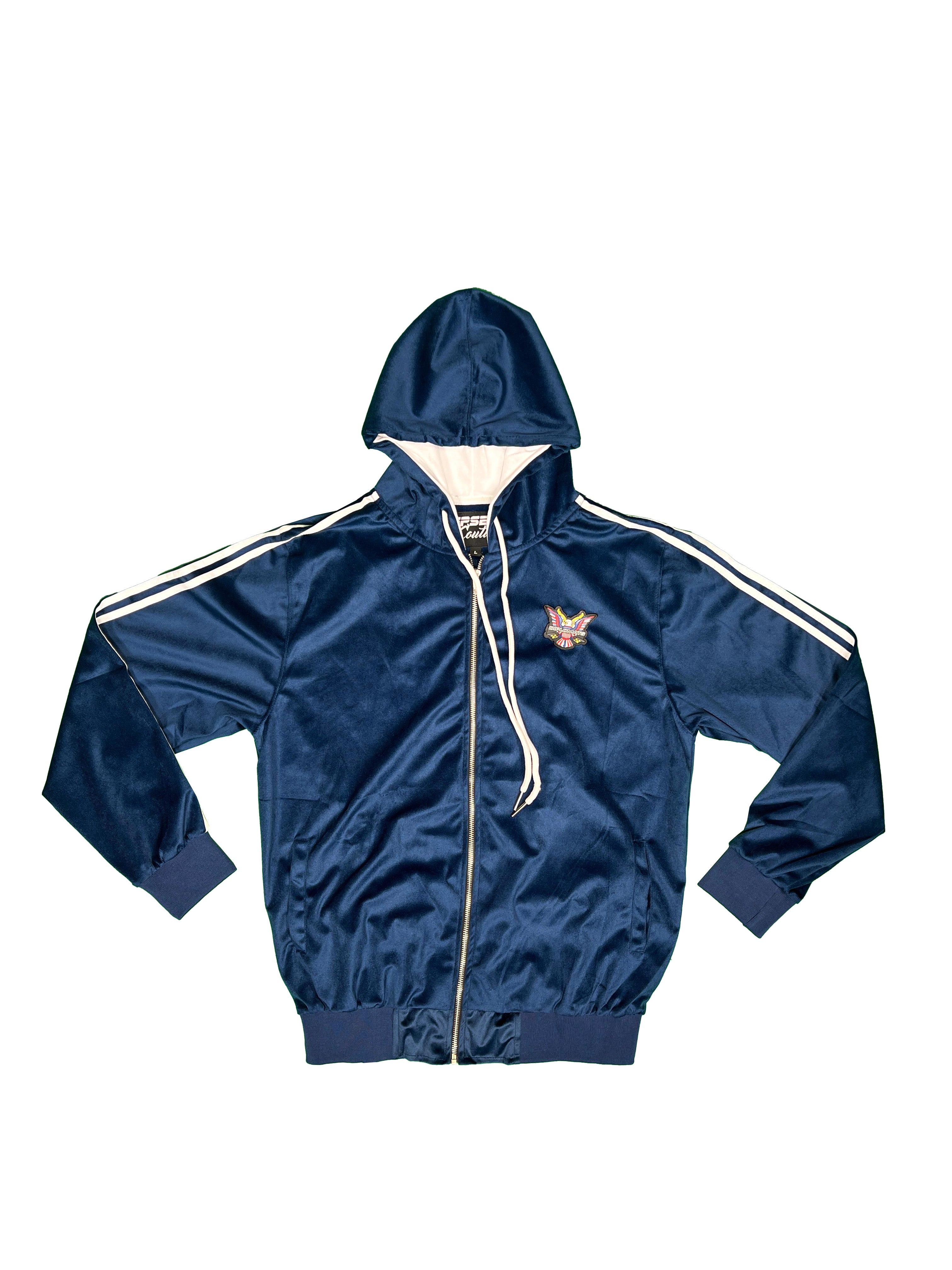 All Blue Velour Hoodie Track Suit