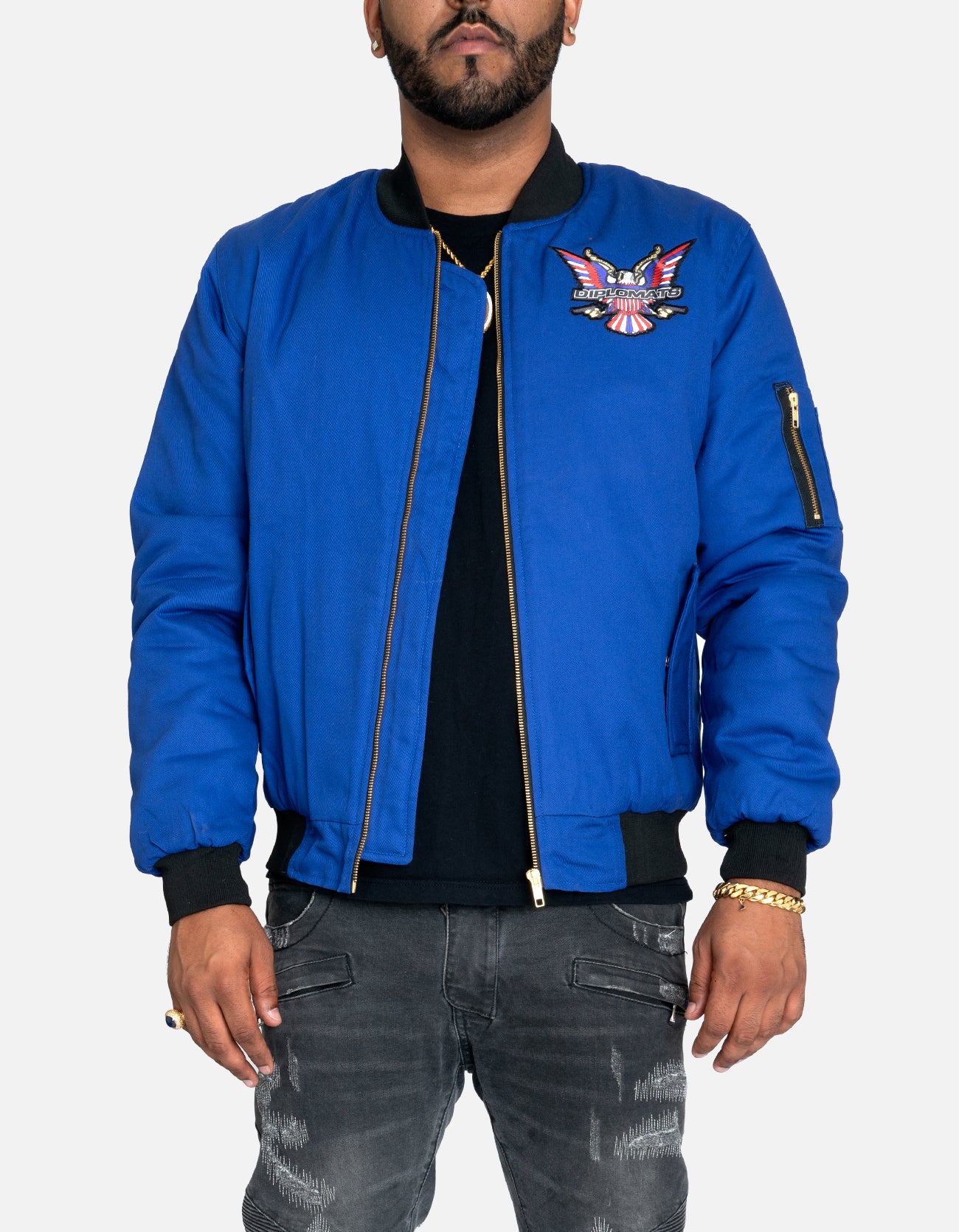 DIPSET Couture Blue Bomber Jacket