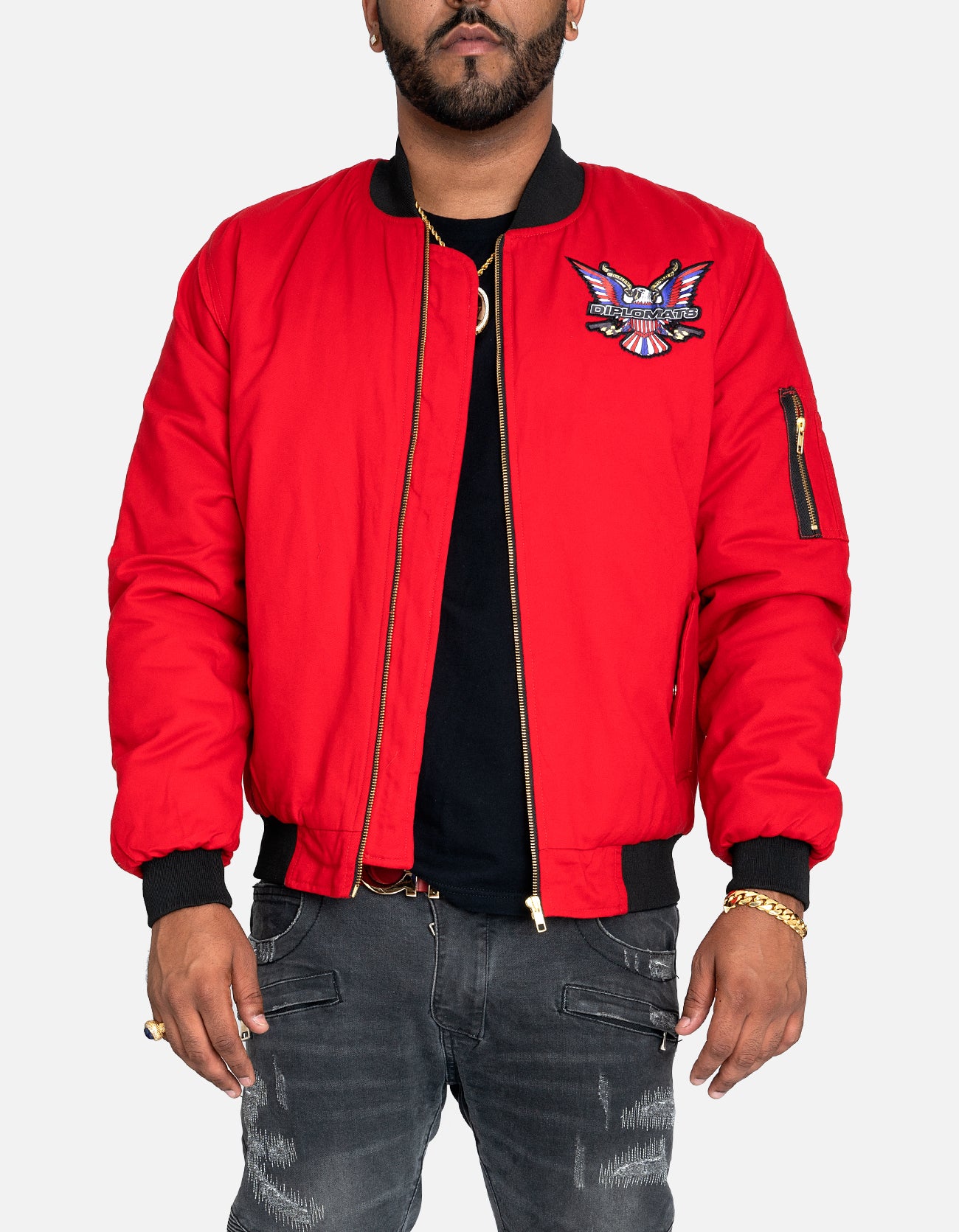 bomber jacket red