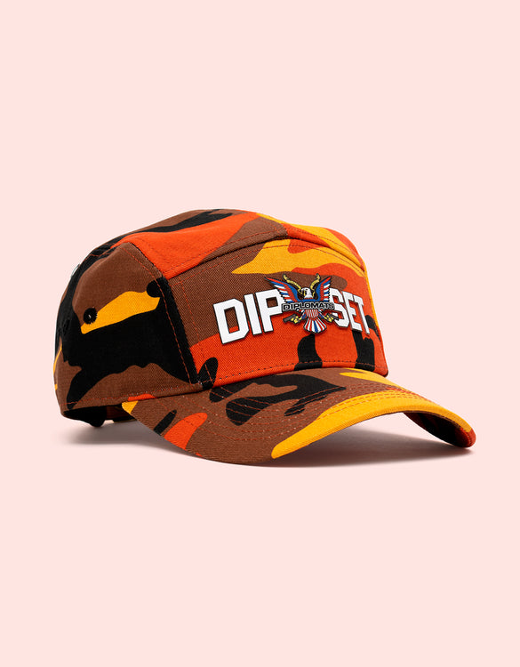 Orange Camo DIPSET Camper 5 panel Hat