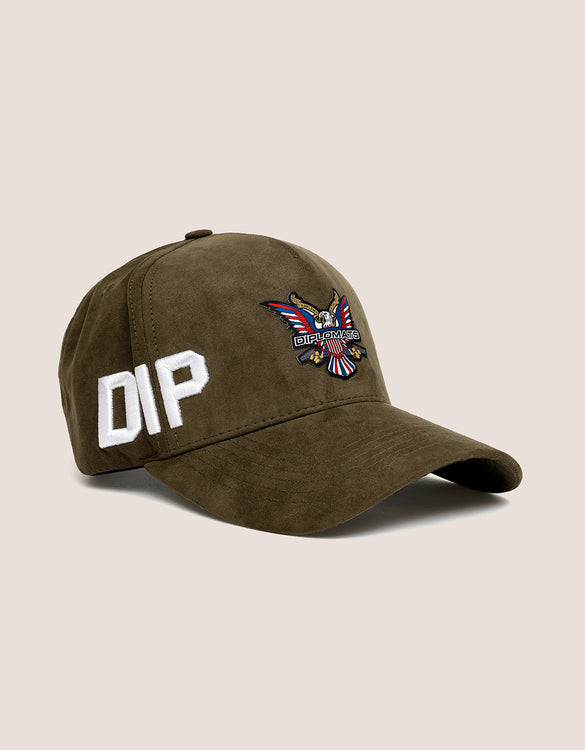 DIPSET COUTURE SUEDE ROCKSTAR HAT OLIVE GREEN