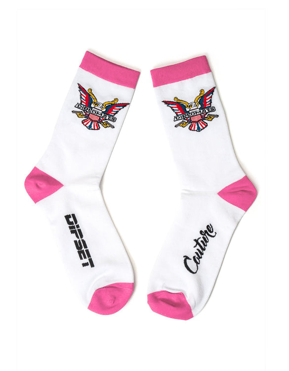 Pink & White Dipset Couture Socks