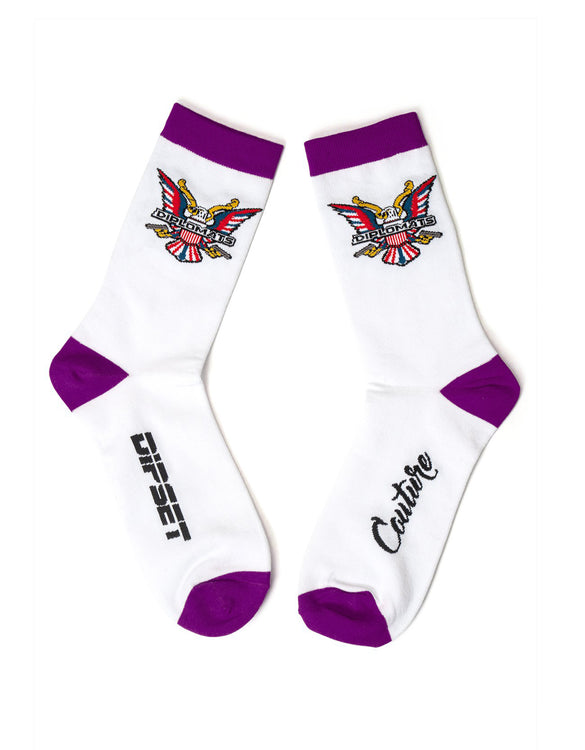 Purple & White Dipset Couture Socks